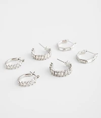 3 Pack Glitz Hoop Earring Set