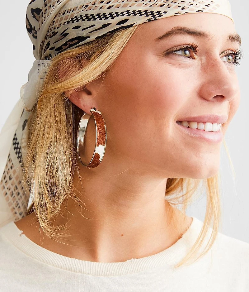 Cow Print Hoop Earring