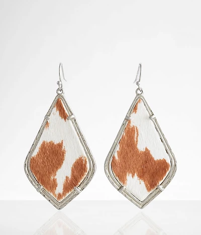 Cow Hide Teardrop Earring