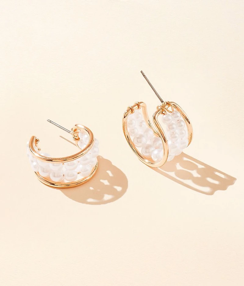 Faux Pearl Hoop Earring