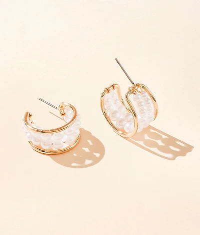Faux Pearl Hoop Earring