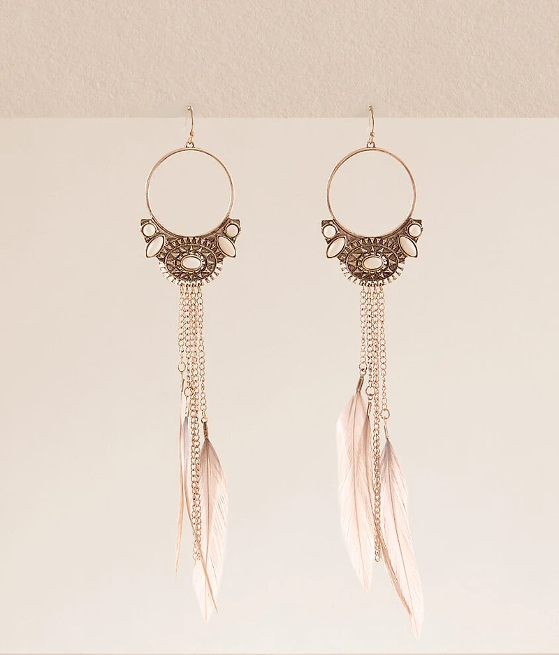 Feather Fringe Drop Earring
