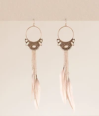 Feather Fringe Drop Earring