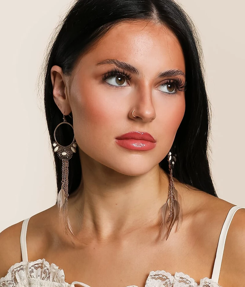 Feather Fringe Drop Earring