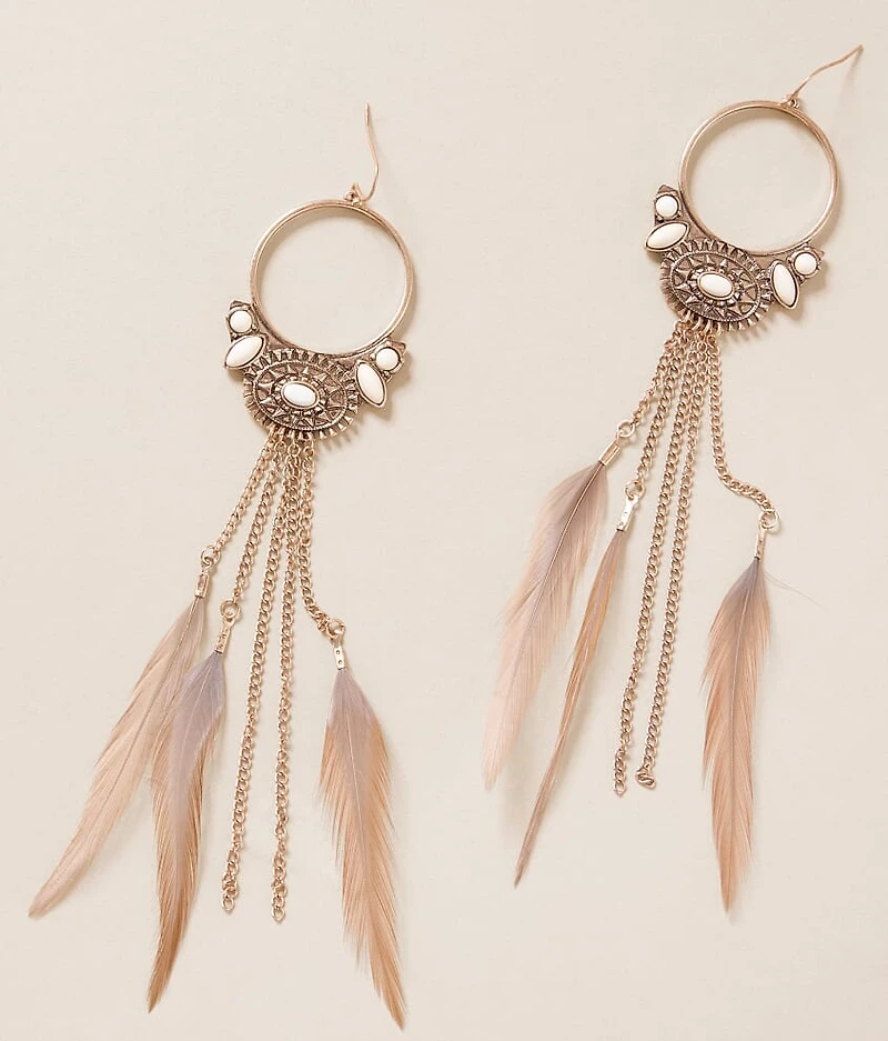 Feather Fringe Drop Earring