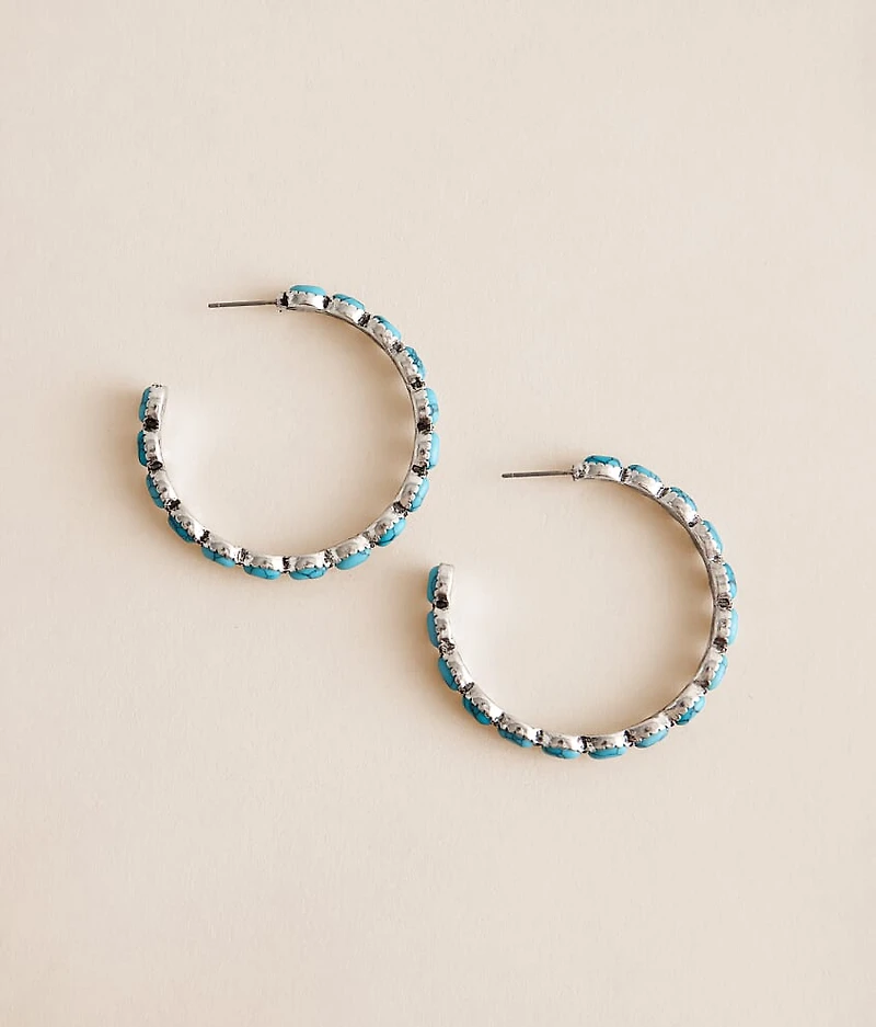 Turquoise Western Hoop Earring