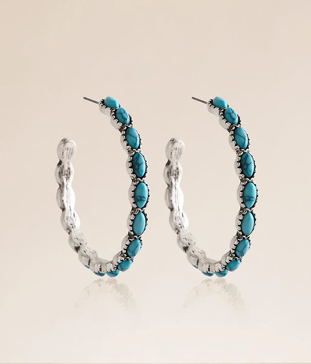 Turquoise Western Hoop Earring