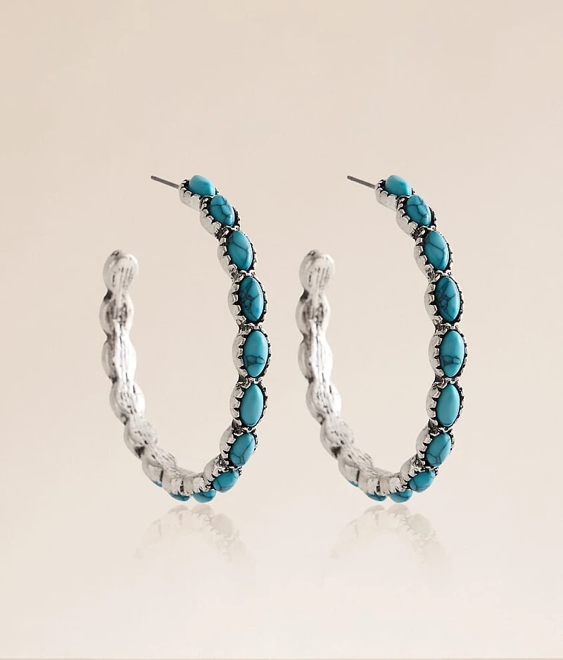 Turquoise Western Hoop Earring