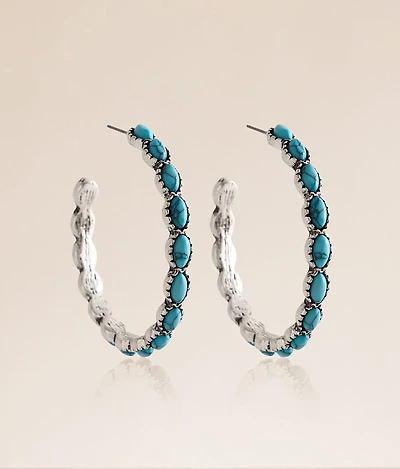 Turquoise Western Hoop Earring