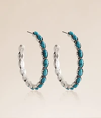 Turquoise Western Hoop Earring