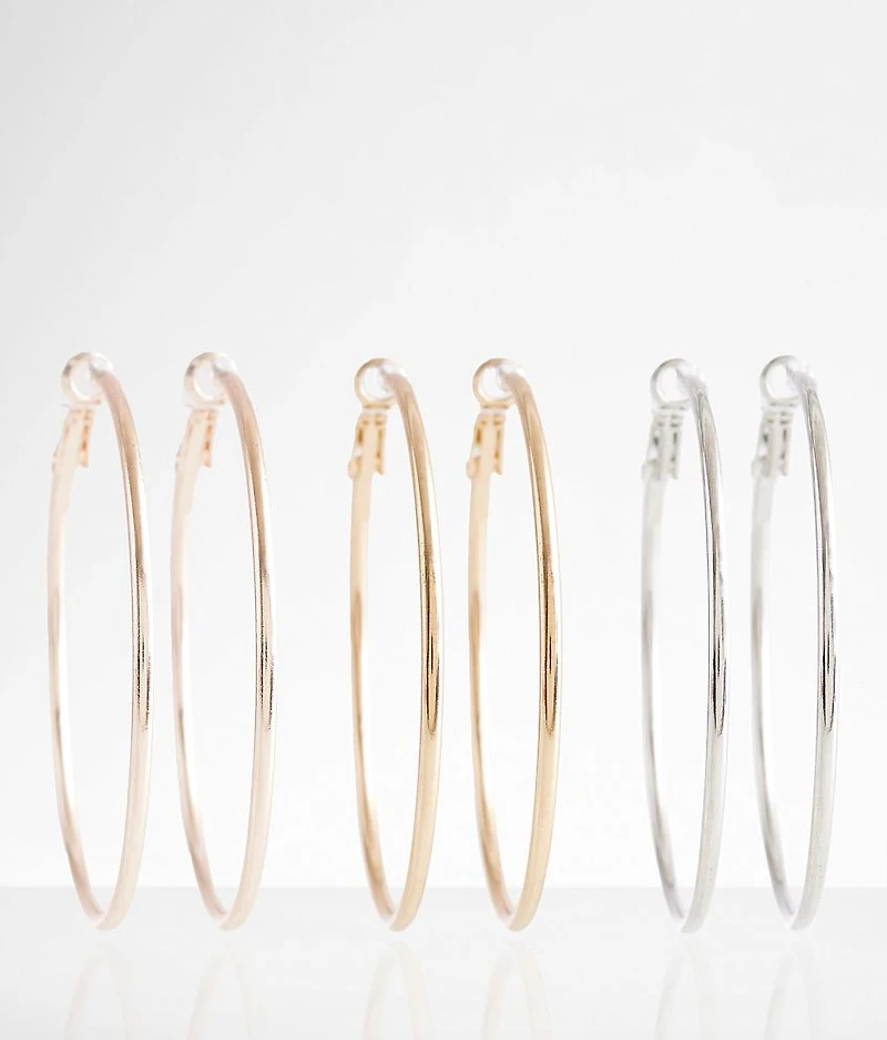 3 Pack Hoop Earring Set