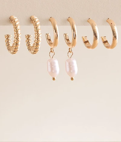 3 Pack Hoop Earring Set