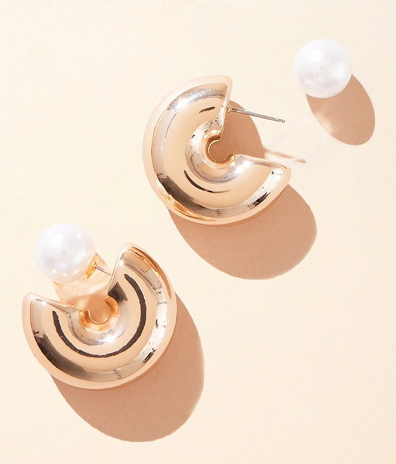 Faux Pearl Hoop Earring
