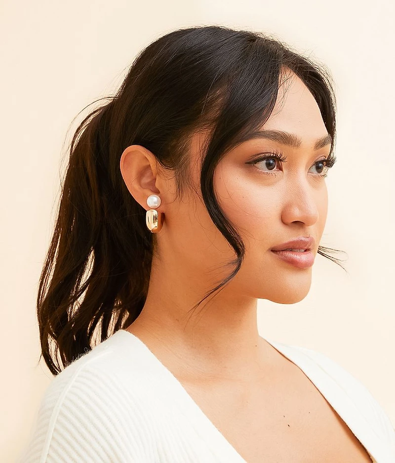 Faux Pearl Hoop Earring