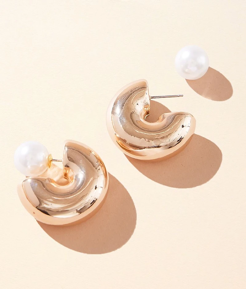 Faux Pearl Hoop Earring
