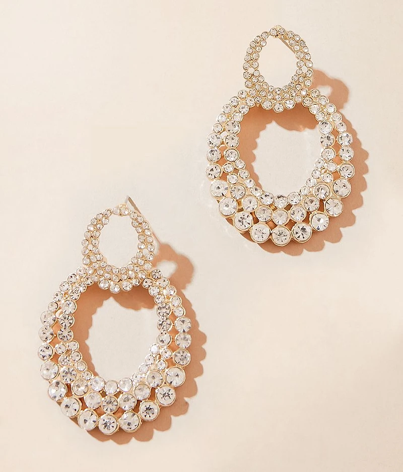 Oblong Glitz Hoop Earring