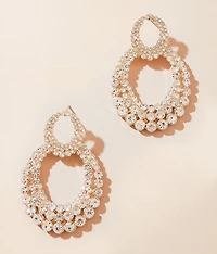 Oblong Glitz Hoop Earring