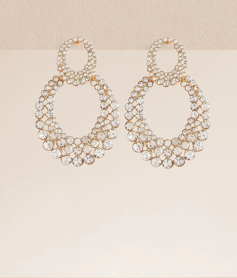Oblong Glitz Hoop Earring