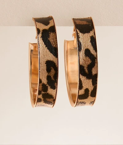 Cheetah Hoop Earring