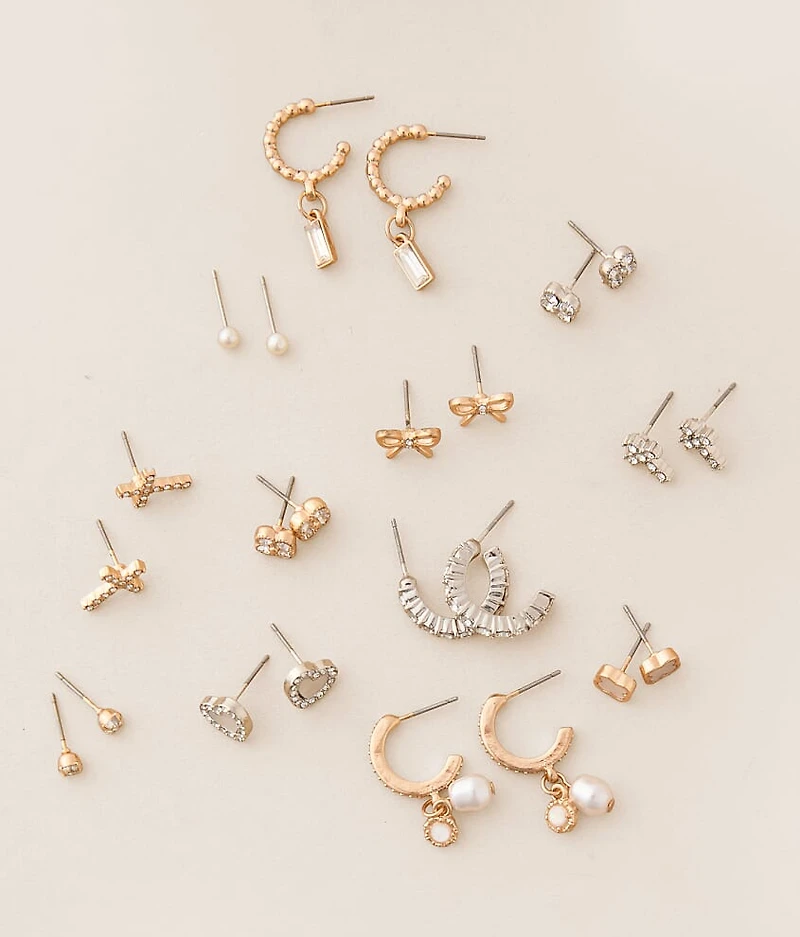 12 Pack Glitz Stud Earring Set