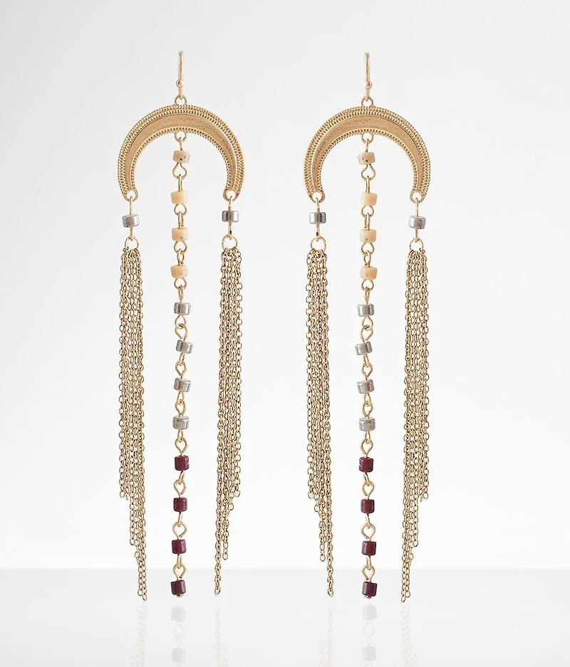 Beaded Fringe Drop Earring