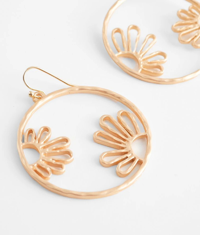 Flower Hoop Drop Earring