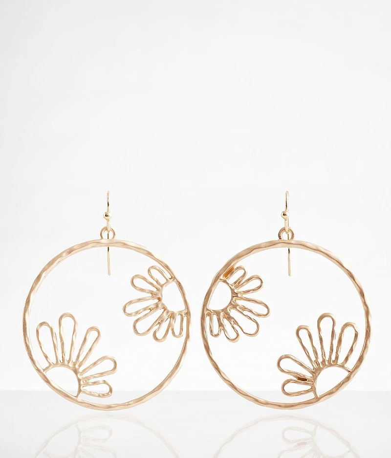 Flower Hoop Drop Earring