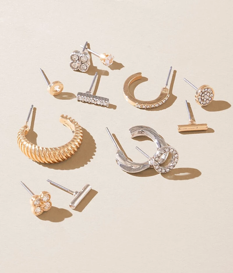 12 Pack Mixed Metal Earring Set