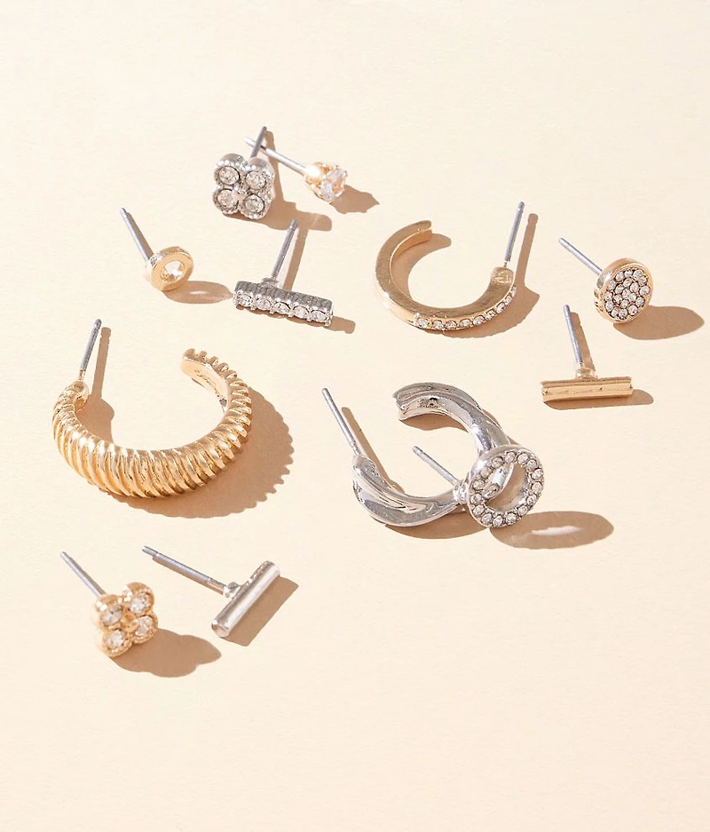 12 Pack Mixed Metal Earring Set