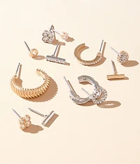 12 Pack Mixed Metal Earring Set