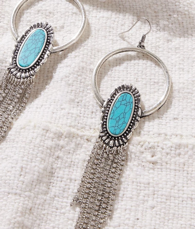 Turquoise Fringe Drop Earring