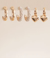 3 Pack Heart Earring Set