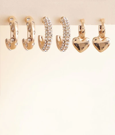 3 Pack Heart Earring Set