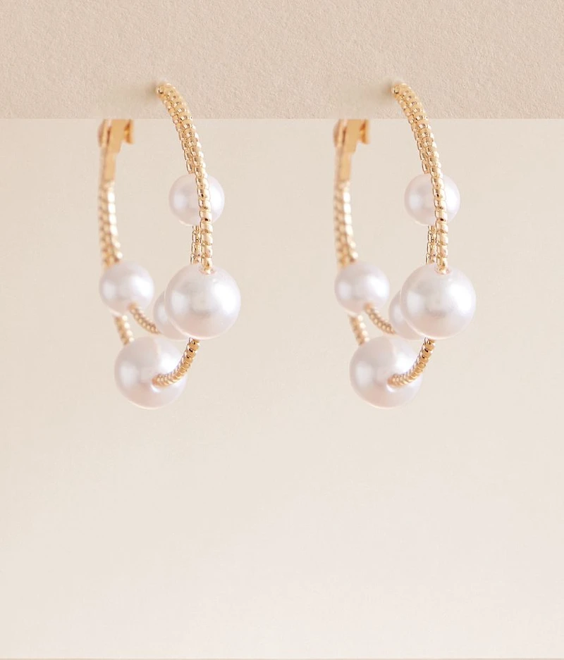 Faux Pearl Double Hoop Earring