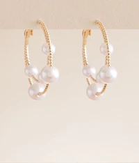 Faux Pearl Double Hoop Earring