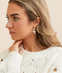 Faux Pearl Double Hoop Earring