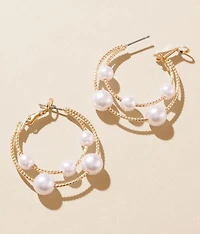 Faux Pearl Double Hoop Earring