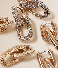 3 Pack Glitz Link Earring Set