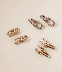 3 Pack Glitz Link Earring Set