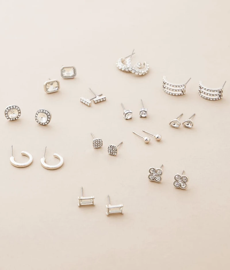 12 Pack Glitz Stud Earring Set