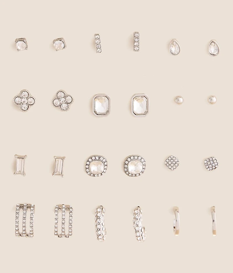 12 Pack Glitz Stud Earring Set