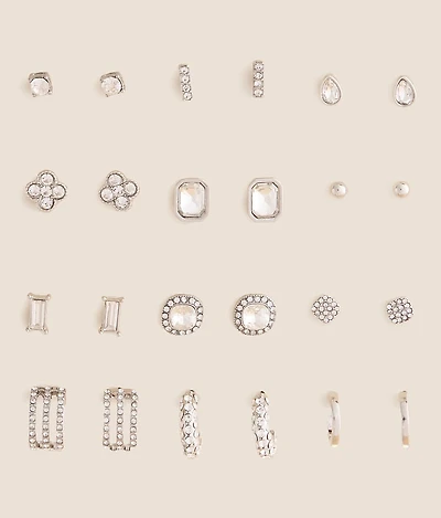 12 Pack Glitz Stud Earring Set