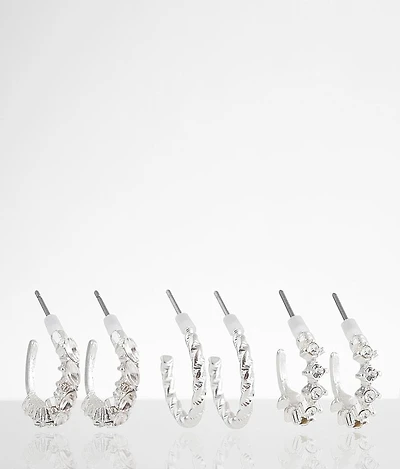 3 Pack Glitz Hoop Earring Set