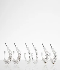 3 Pack Glitz Hoop Earring Set