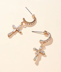 Glitz Hoop Cross Earring