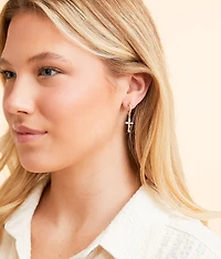 Glitz Hoop Cross Earring