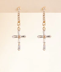 Glitz Hoop Cross Earring