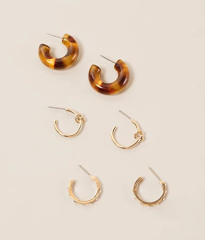 3 Pack Mixed Hoop Earring Set