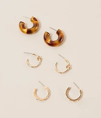 3 Pack Mixed Hoop Earring Set