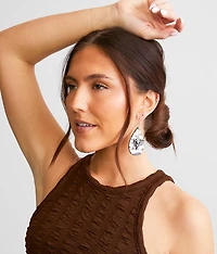 Cow Print Wood Drop Earring